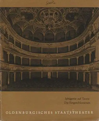 Oldenburgisches Staatstheater, Jochen Bernauer: Programmheft Goethe / Sartre IPHIGENIE AUF TAURIS / DIE EINGESCHLOSSENEN Spielzeit 1960 / 61 Heft 3 (18). 