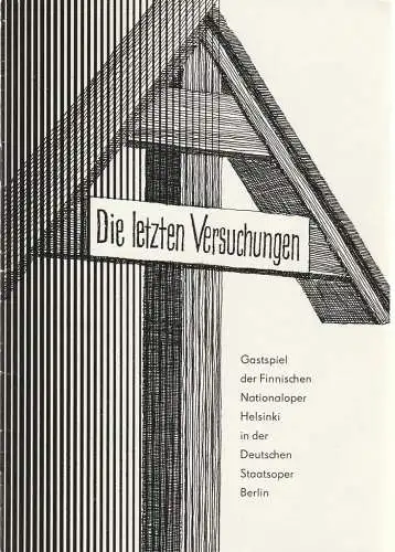 Künstler-Agentur der DDR, Deutsche Staatsoper Berlin, Walter Rösler: Programmheft Joonas Kakkonen DIE LETZTEN VERSUCHUNGEN 20. September 1983 (18). 