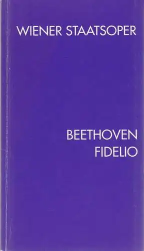 Wiener Staatsoper, Eberhard Waechter, Hans-Jürgen Gaida, Oswald Panagl, Österreichischer Bundestheaterverband: Programmheft Ludwig van Beethoven FIDELIO (18). 