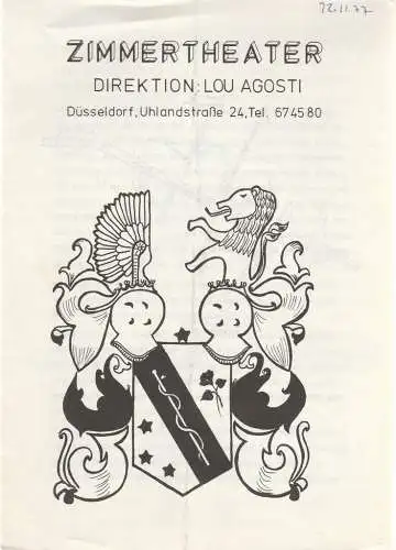 Zimmertheater, Lou Agosti: Programmheft FLITTERWOCHEN Komödie von Paul Helwig Premiere 3. September 1977 (18). 