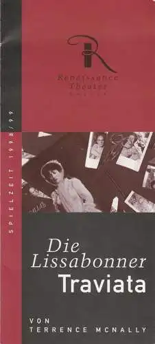 Renaissance Theater Berlin, Neue Theater-Betriebs GmbH, Horst-H. Filohn, Steffi Recknagel: Programmheft Terrence McNally DIE LISSABONNER TRAVIATA Premiere 9. Oktober 1998 Spielzeit 1998 / 99 (18). 