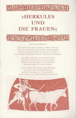 Staatsoperette Dresden, Reinhold Stövesand, Jochen Paentzer, Ekkehard Walter: Programmheft Uraufführung HERKULES UND DIE FRAUEN Premiere 9. November 1979 Spielzeit 1979 / 80 Heft 2 (18). 