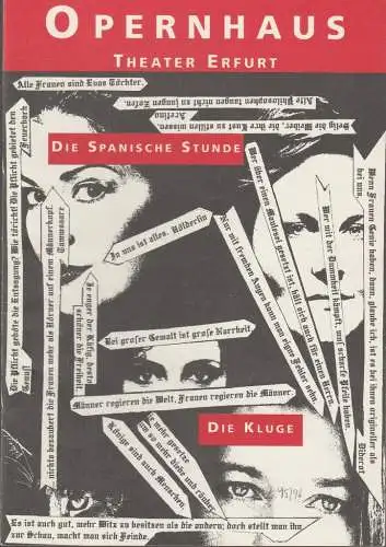 Theater Erfurt, Dietrich Taube, Ute Unger: Programmheft Maurice Ravel DIE SPANISCHE STUNDE / Carl Orff DIE KLUGE Premiere 16. September 1995 Opernhaus Spielzeit 1995 / 96 Nr. 1 (18). 