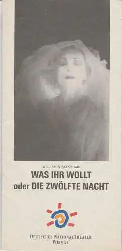 Deutsches Nationaltheater Weimar, Günther Beelitz, Michael Kliefert, Christian Brachwitz: Programmheft William Shakespeare WAS IHR WOLLT Premiere 8. Oktober 1995 Spielzeit 1995 / 96 Heft 2 (18). 