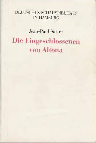 Deutsches Schauspielhaus in Hamburg, Niels-Peter Rudolph, Hannes Heer, Gudrun Partyka: Programmheft Jean-Paul Sartre DIE EINGESCHLOSSENEN VON ALTONA Premiere 2. September 1982 Malersaal Spielzeit 1982 / 83 Heft 2 (18). 