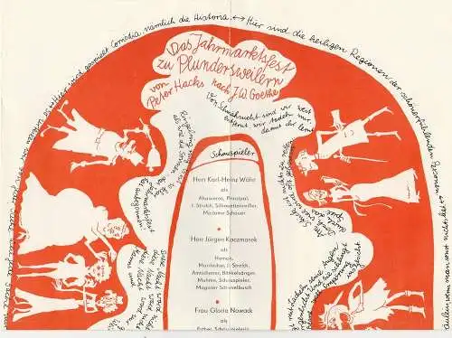 Theater Stralsund, Siegfried BöttgerDiana Anders, Christiane Domroese: Programmheft Peter Hacks DAS JAHRMARKTSFEST ZU PLUNDERSWEILERN Premiere 21. März 1982 Spielzeit 1982 / 83 Heft 12 (18). 