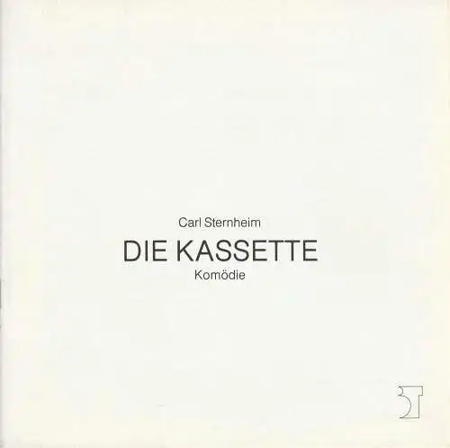 Theater der Freien Hansestadt Bremen, Tobias Richter, Erich Dünnwald, Ursula Rühle, Jörg Landsberg: Programmheft Carl Sternheim DIE KASSETTE Premiere 7. April 1989 Heft 17 (18). 