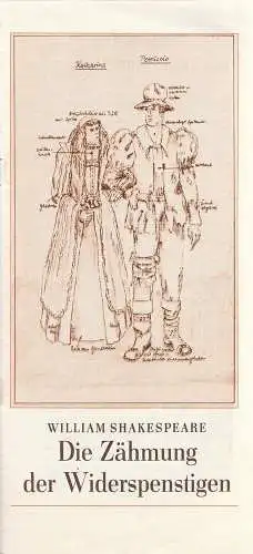 Theater der Stadt Cottbus, Johannes Steurich, Hans Hermann Liebrecht, Horst Vogelsang: Programmheft William Shakespeare DIE ZÄHMUNG DER WIDERSPENSTIGEN Premiere 24. Januar 1979 Spielzeit 1978 / 79 Heft 7 (18). 