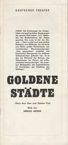 Deutsches Theater, Hanns Anselm perten, Renate Waack, Heinz Rohloff: Programmheft Arnold Wesker GOLDENE STÄDTE 1971 Kammerspiele (18). 