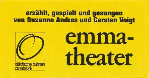 Städtische Bühnen Osnabrück, Erdmut Christian August: Programmheft Dario Fo u. Franca Rame OBSZÖNE FABELN GESCHICHTEN UND LIEDER Premiere 17. Juni 1990 emma-theater Spielzeit 1989 / 90 Programmplakat Nr. 10 (18). 
