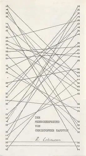 Städtische Bühnen Augsburg, Rudolf Stromberg, Hans-Jörg Grell: Programmheft Christopher Hampton DER MENSCHENFREUND Premiere 28. März 1977 Spielzeit 1976 / 77 Heft 14 (18). 
