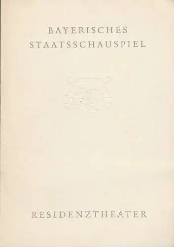 Bayerisches Staatsschauspiel, Helmut Henrichs, Eckart Stein: Programmheft  Ludwig Thoma MORAL Premiere 22. November 1960  Residenztheater Spielzeit  1960 / 61 Heft 3 (18). 