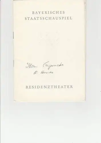 Bayerisches Staatsschauspiel, Helmut Henrichs, Gerhard Reuter: Programmheft Henrik Ibsen GESPENSTER Premiere 15. April 1965 Residenztheater Spielzeit 1964 / 65 Heft 7 (18). 