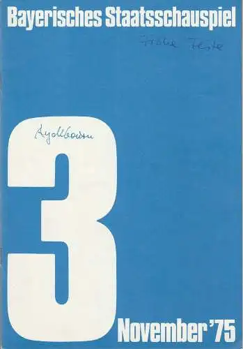 Bayerisches Staatsschauspiel, Kurt Meisel, Jörg Dieter Haas, Rosemarie Schultz, Claus Seitz, Gül Oswatitsch, Jean Marie Bottequin, Sabine Toepffer: Programmheft Alan Ayckbourn FROHE FESTE Premiere 20.. 