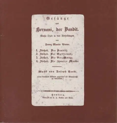 Hamburgische Staatsoper, Chistoph von Dohnanyi, Peter Dannenberg, Ingeborg Bernerth: Programmheft Giuseppe Verdi ERNANI 22. März 1981 (18). 