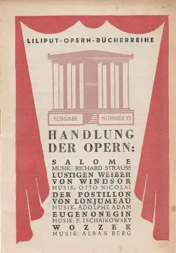 Liliput: Liliput Opern Bücherreihe Ausgabe Nummer O (18). 