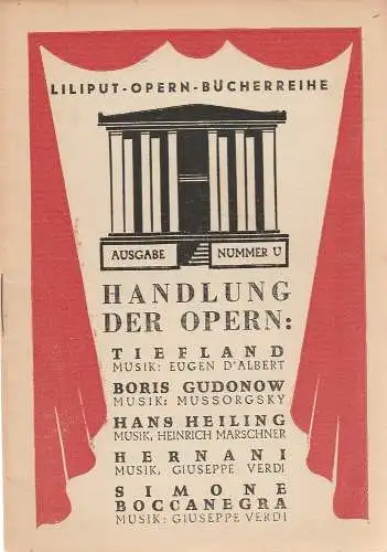 Liliput: Liliput Opern Bücherreihe Ausgabe Nummer U (18). 