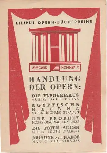 Liliput: Liliput Opern Bücherreihe Ausgabe Nummer V (18). 