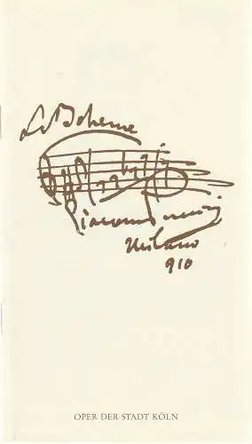 Oper der Stadt Köln, Michael Hampe, Werner Füsser: Programmheft Giacomo Puccini LA BOHEME 20. Dezember 1990 (18). 