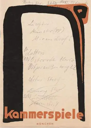 Münchner Kammerspiele, August Everding, Ivan Nagel, Peter Stein, Wolfgang Zimmermann, Hildegard Steinmetz ( Szenenfotos ): Programmheft Maxi Gorkij DIE LETZTEN Premiere 1. Dezember 1965 Schauspielhaus Spielzeit 1965 / 66 (18). 