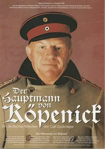 EURO-STUDIO, Konzertdirektion Landgraf, Birgit Landgraf, Guido Kasper ( Szenenfotos ): Programmheft Carl Zuckmayer DER HAUPTMANN VON KÖPENICK Premiere 21.9.1996 Stadthalle Kehl (18). 