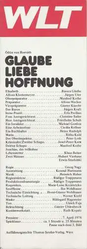 Westfälisches Landestheater WLT, Frieder Weber, Ernst Franz, Rüdiger Trappmann: Programmheft Ödön von Horvath GLAUBE LIEBE HOFFNUNG Premiere 7. April 1979 (18). 