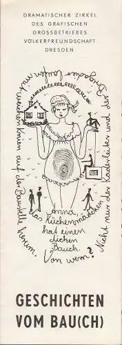 Dramatischer Zirkel des Grafischen Grossbetriebes Völkerfreundschaft Dresden, Bernhard Kreher, Marlis Schulze, Steffen Reck ( Zeichnungen ): Programmheft DER BAUCH. Songspiel von Kurt Bartsch (18). 