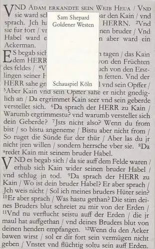 Schauspiel Köln, Jürgen Flimm, Volker Canaris, Ludwig von Otting, Wolfgang Wiens: Programmheft Sam Shepard GOLDENER WESTEN Premiere 15. September 1983 Spielzeit 1983 / 84 (18). 