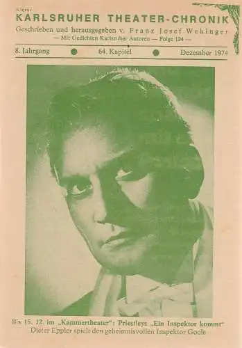 Franz Josef Wehinger: Kleine Karlsruher Theater-Chronik 8. Jahrgang 64. Kapitel Dezember 1974 (18). 