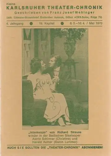 Franz Josef Wehinger: Kleine Karlsruher Theater-Chronik 4. Jahrgang 19. Kapitel 8. 3. - 10. 4. Mai 1970 (18). 