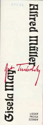Berliner Festtage, Peter F. Greulich, Fernsehfunk der DDR: Programmheft Gisela May - Alfred Müller DER MENSCH HAT 2 BEINE Gastspiel 20. und 21. Februar 1982 im Maxim Gorki Theater Programmplakat (18). 