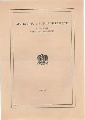 Max Reinhardts Deutsches Theater, Wolfgang Langhoff: Programmheft Edmond Rostand CYRANO VON BERGERAC (18). 