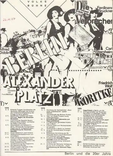 Volksbühne Berlin Rosa-Luxemburg-Platz, Fritz Rödel, Werner Heinitz, Bernd Frank, u.a: Programmheft Alfred Döblin BERLIN ALEXANDERPLATZ. Die Geschichte vom Franz Biberkopf Spielzeit 1981 / 82 (18). 