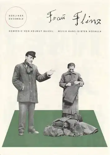 Berliner Ensemble: Werbeflyer Helmut Baierl FRAU FLINZ Berliner Ensemble 1965 (18). 