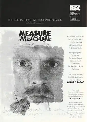 RSC Royal Shakespeare Company, Maria Evans: The RSC interactive education Pack on William Shakespeare´s MEASURE FOR MEASURE (18). 
