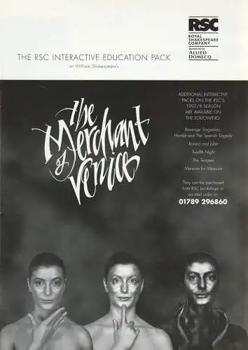 RSC Royal Shakespeare Company, Maria Evans: The RSC interactive education Pack on William Shakespeare´s THE MERCHANT OF VENICE (18). 