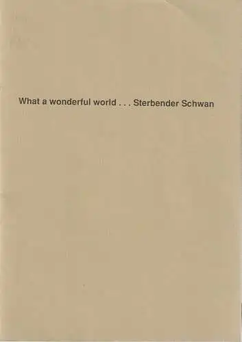 Tanztheater Cottbus, Ralph Boock: Programmheft Uraufführung WHAT A WONDERFUL WORLD  STERBENDER SCHWAN (18). 