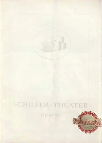 Schiller Theater Berlin, Boleslaw Barlog: Programmheft William Shakespeare EIN SOMMERNACHTSTRAUM Spielzeit 1951 / 52 Heft 8 (18). 