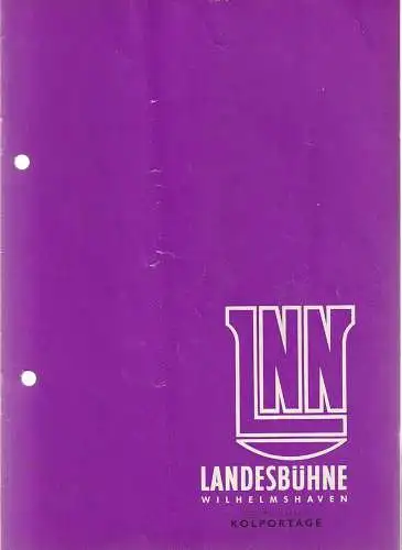 Landesbühne Wilhelmshaven, Rudolf Stromberg: Programmheft Georg Kaiser KOLPORTAGE Spielzeit 1961 / 62 Heft 2 (18). 