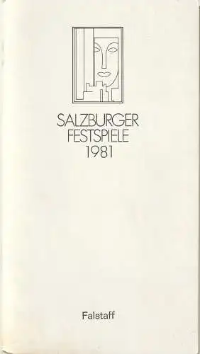 Salzburger Festspiele 1981, Hans Windrich: Programmheft Giuseppe Verdi FALSTAFF 30. Juli 1981 Salzburger Festspiele 1981 (18). 