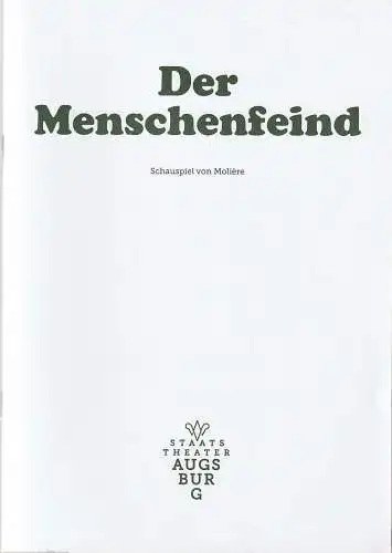 Staatstheater Augsburg, Andre Bücker, Sabeth Braun: Programmheft Moliere DER MENSCHENFEIND Premiere 1. Dezember 2023 Spielzeit 2023 / 24 Nr. 7 (18). 