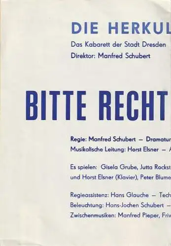 Die Herkuleskeule. Das Kabarett der Stadt Dresden DDR, Manfred Schubert, Wolfgang Schaller, Wolfgang Zobel, Herbert Löchner: Programmheft Die Herkuleskeule BITTE RECHT FREUNDLICH mit Plakat (18). 