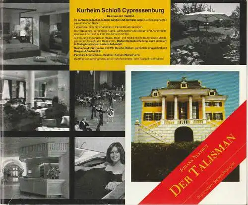 Bayerisches Staatsschauspiel, Kurt Meisel, Jörg Dieter Haas, Otto König, Claus Seitz: Programmheft Johann Nestroy DER TALISMAN Premiere 16. Mai 1981 Spielzeit 1980 / 81 (18). 