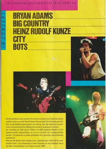 Zentralrat der FDJ, Künstler-Agentur der DDR, Dietrich, Fuchs, Bratfisch, Eisenfeldt: Programmheft FRIEDENSWOCHE DER BERLINER JUGEND IN CONCERT  16. bis 22. Juni 1988 (18). 