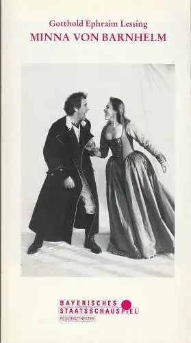 Bayerisches Staatsschauspiel, Günther Beelitz, Wilfried Hösl ( Probenfotos ), Gerd Jäger: Programmheft Gotthold Ephraim  Lessing MINNA VON BARNHELM Premiere 8. März 1992 Residenztheater Spielzeit 1991  / 92 Heft 82 (18). 