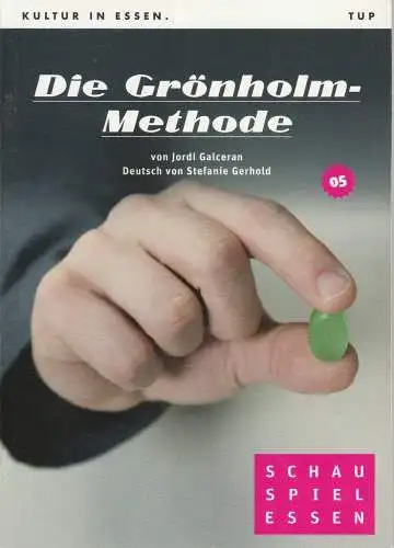 Theater und Philharmonie Essen, Schauspiel Essen, Berger Bergmann, Christian Tombeil, Jörg Huwer, Vera Ring, Matthias Stutte ( Szenenfotos ): Programmheft Jordi Galceran DIE GRÖNHOLM METHODE.. 