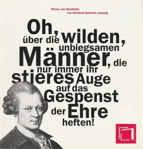 Theater und Philharmonie Essen, Schauspiel Essen, Jürgen Bosse, Ellen Brüwer, Klaus Lefebvre ( Fotos ): Programmheft Gotthold Ephraim Lessing MINNA VON BARNHELM ODER DAS SOLDATENGLÜCK Premiere 7. Oktober 1994 Spielzeit 1994 / 95 (18). 