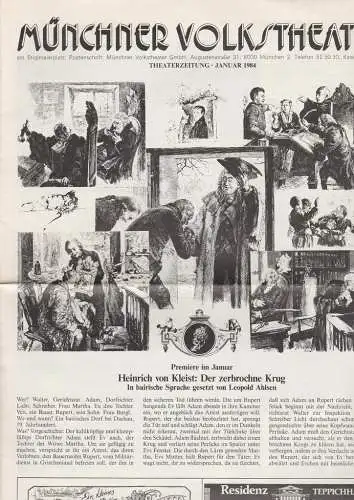 Münchner Volkstheater, Jörg-Dieter Haas, Otto König, Birgit Brandau, Johannes Milla, Claus Seitz: Münchner Volkstheater THEATERZEITUNG JANUAR 1984 (18). 