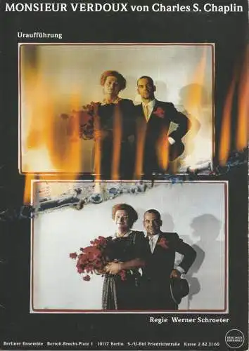 Berliner Ensemble, Monika Keppler, Stefan Schnabel, Karl-Heinz Drescher: Programmheft Uraufführung Charles Spencer Chaplin MONSIEUR VERDOUX Premiere 19. Januar 1997 Spielzeit 1996 / 97 (18). 
