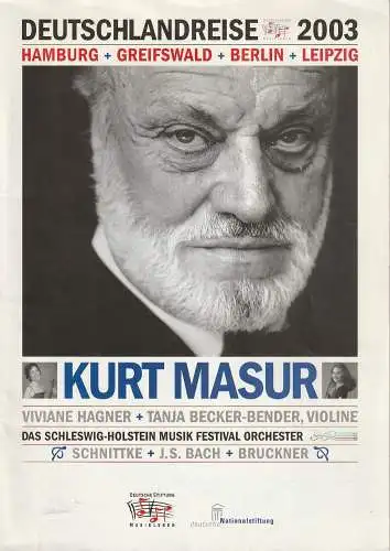 Deutsche Stiftung Musikleben, Irene Schulte-Hillen, Esther Schulte: Programmheft KURT MASUR DEUTSCHLANDREISE 2003 (18). 